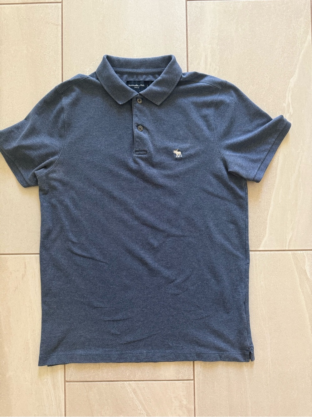 Abercrombie & Fitch Men’s M Navy Blue Stretch Polo Moose Logo